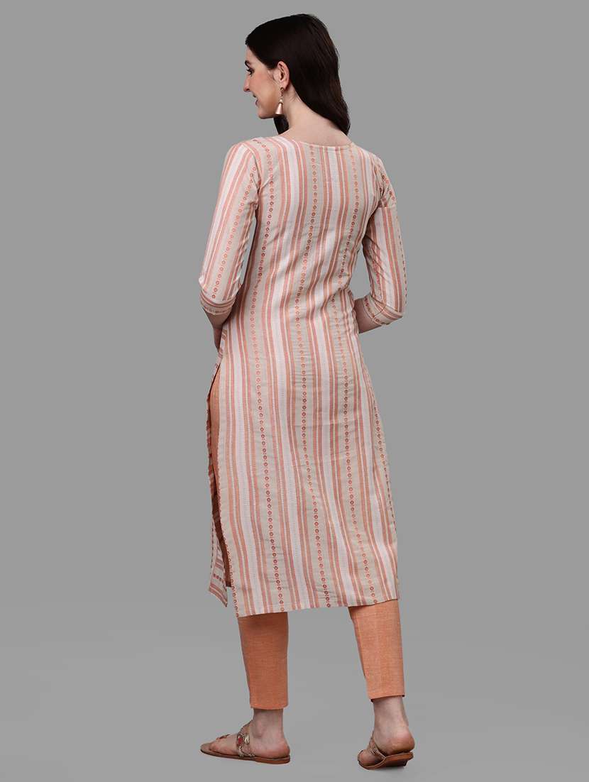 peach colored kurta pant set - 20308098 - Standard Image - 2