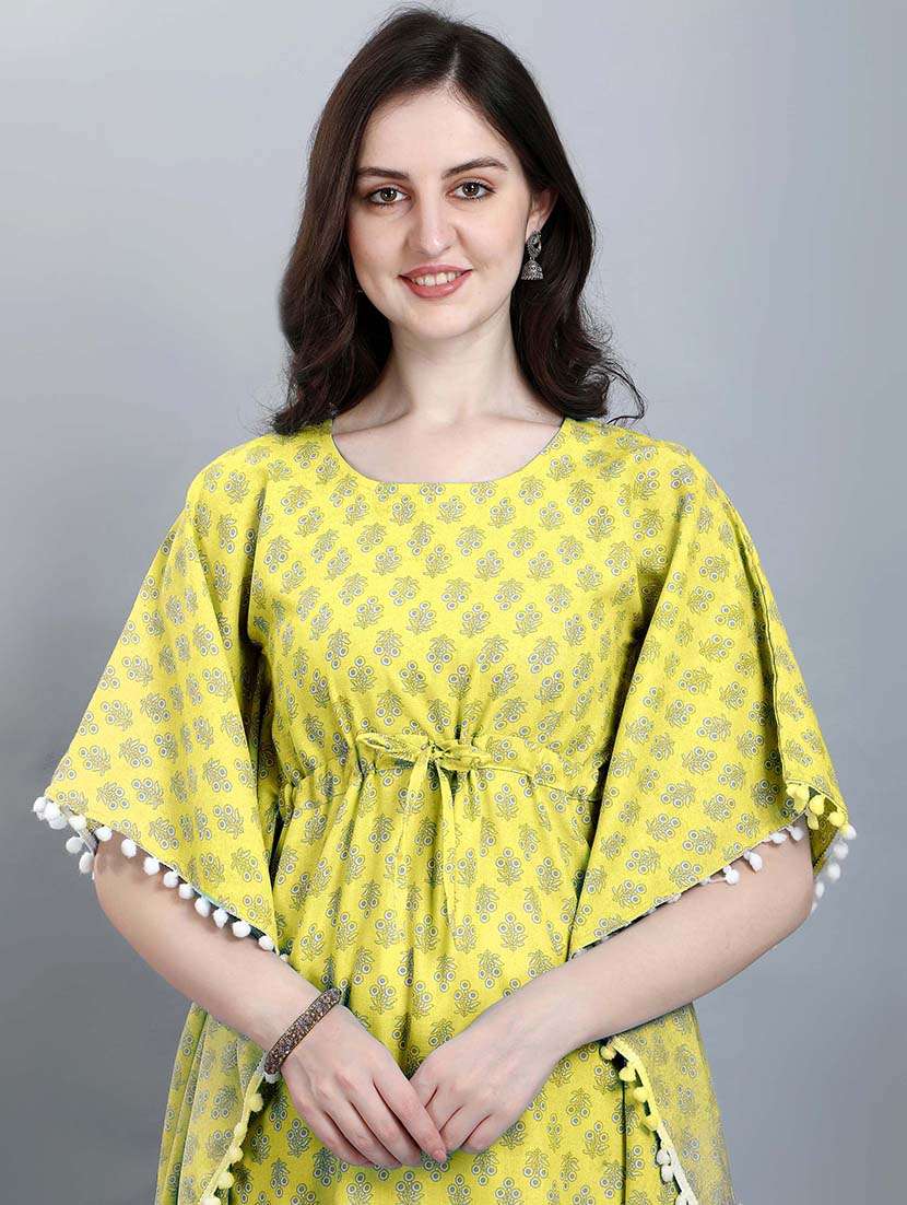 yellow colored kaftan set - 20308113 - Standard Image - 2