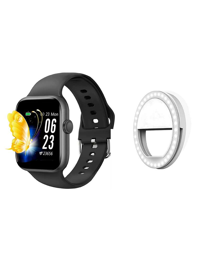 bingo touchscreen calling smart watch with mini selfie ring light