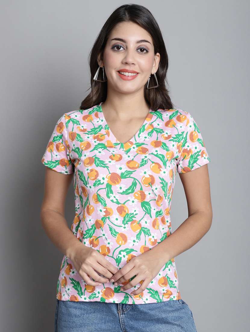 women's all over print v neck t-shirt