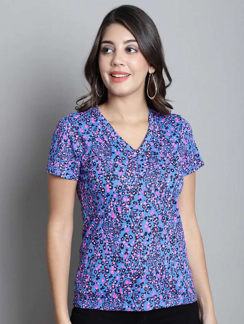 women's all over print v neck t-shirt