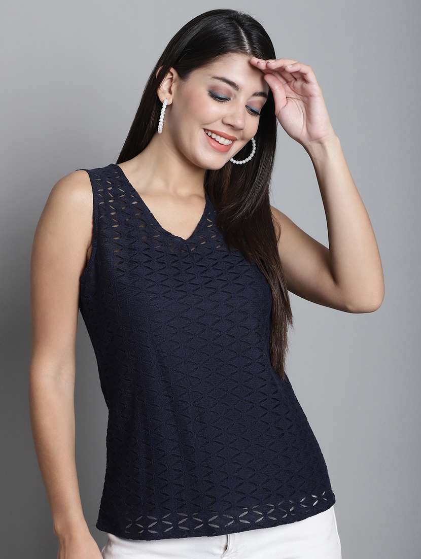 women's straight v neck top - 20309366 -  Standard Image - 2