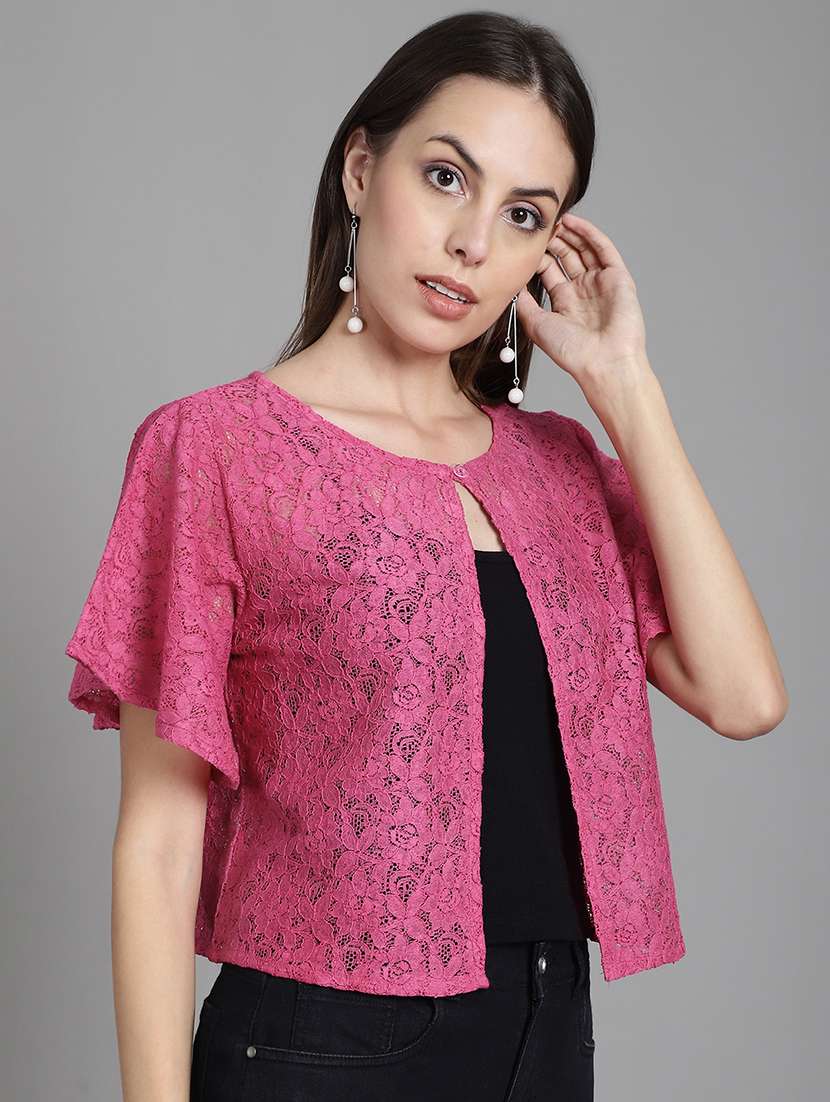 women pink lace shrug - 20309378 -  Standard Image - 2