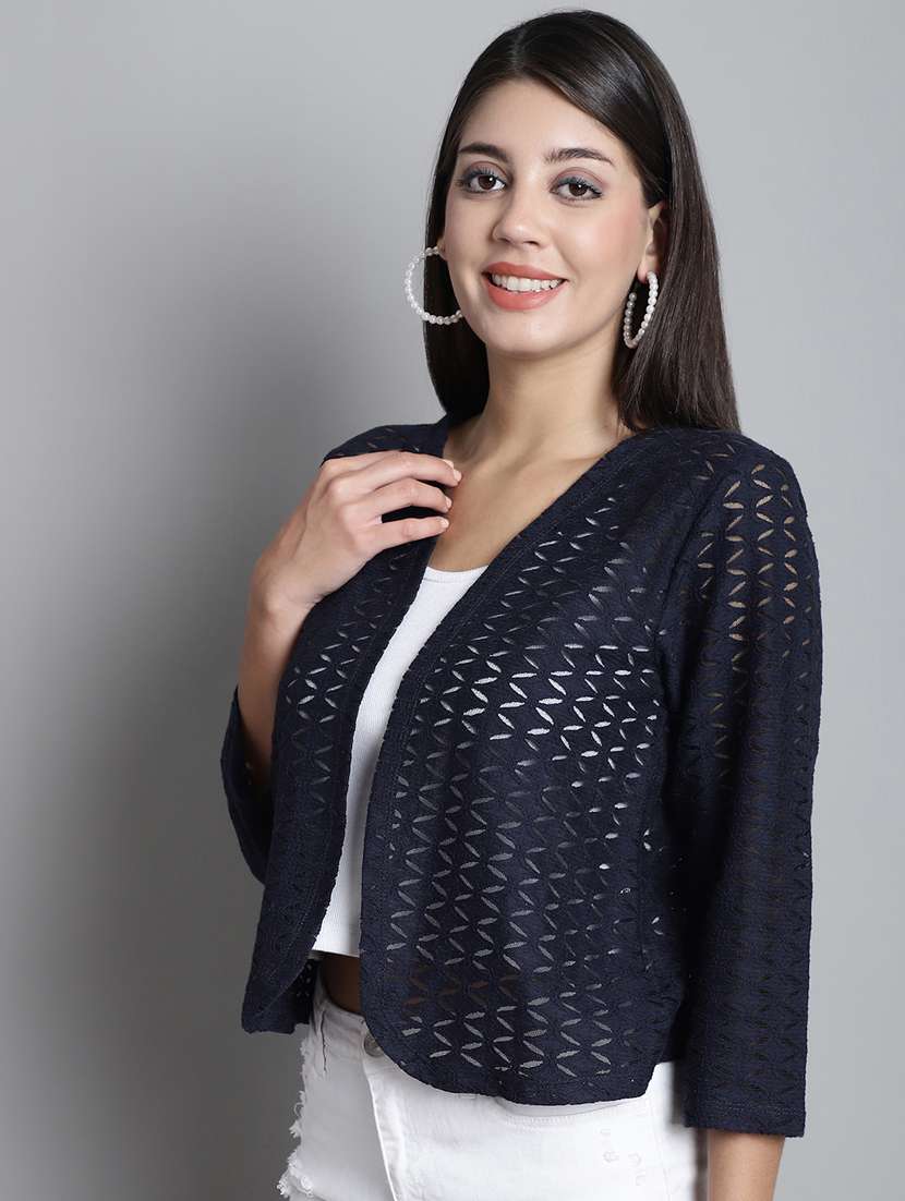 women dark blue crochet shrug - 20309383 -  Standard Image - 2
