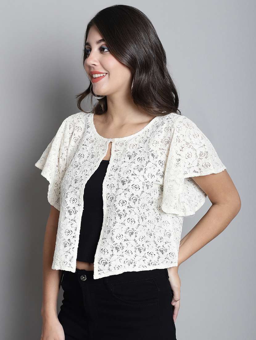 women off white crochet shrug - 20309388 -  Standard Image - 2