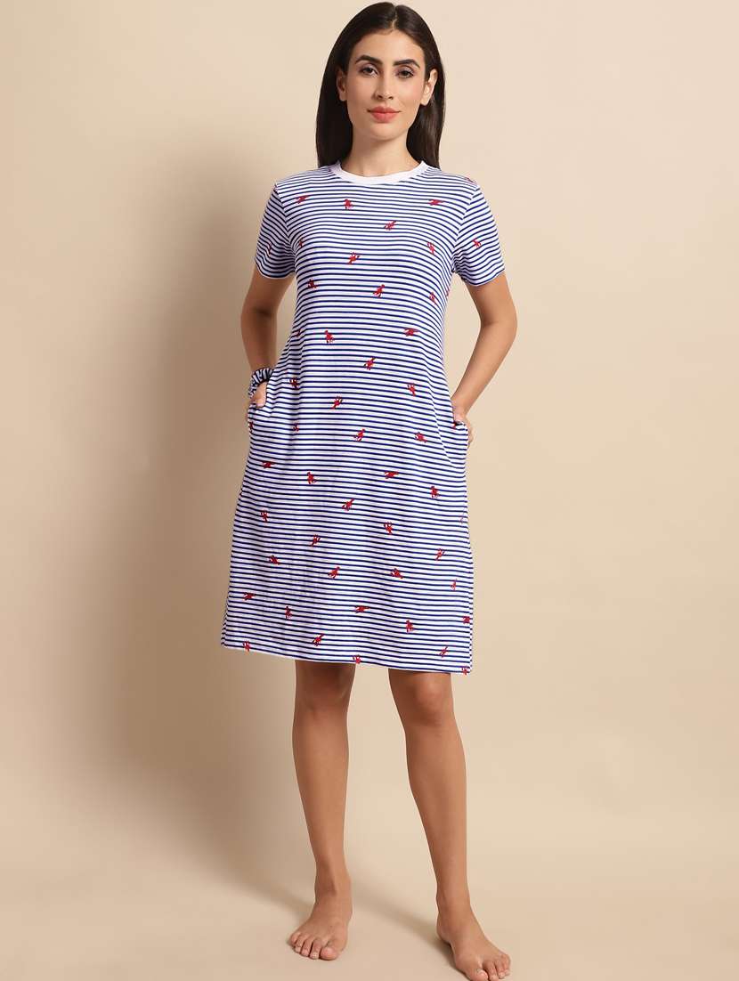 white stripes print sleepshirts