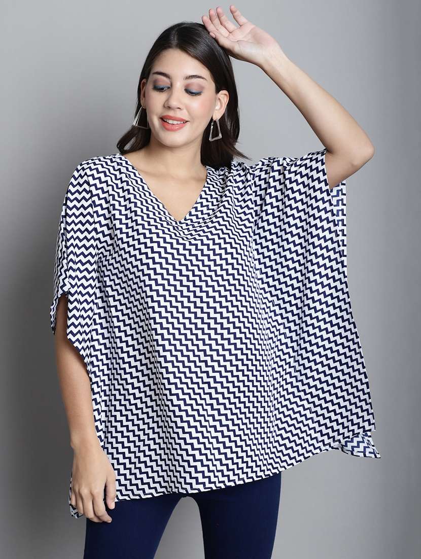 navy blue chevron print kaftan top