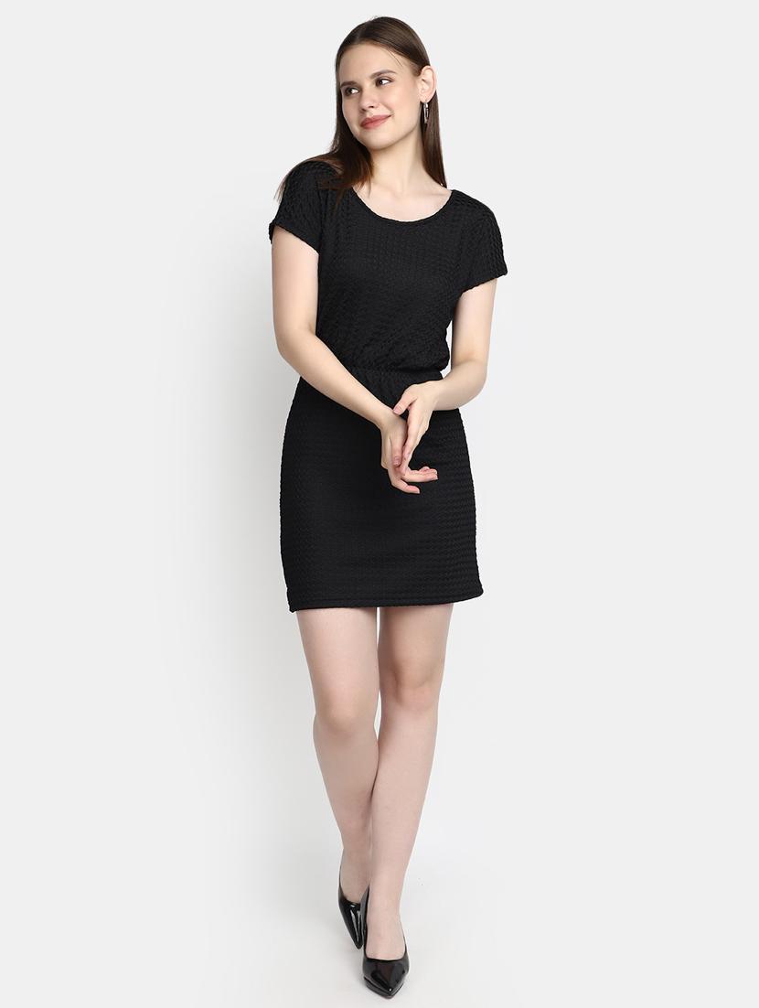 black self designed bodycon dress - 20309519 - Standard Image - 2