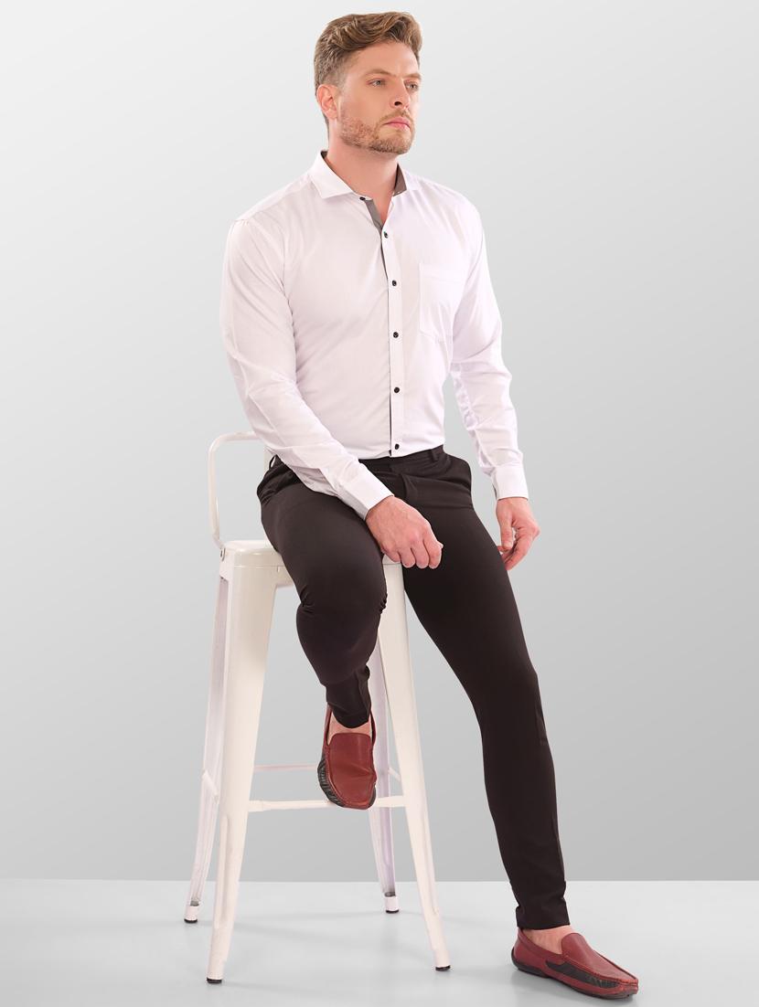 white cotton blend casual shirt - 20310513 - Standard Image - 2