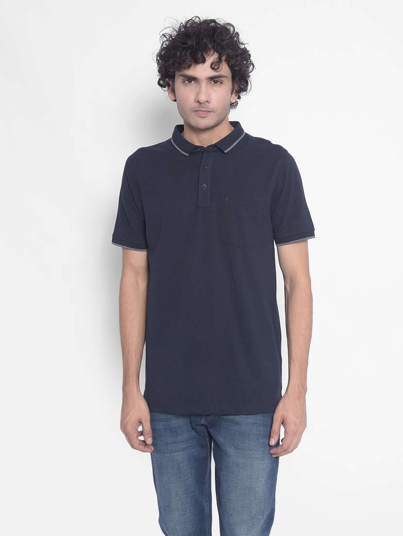 black solid polo neck t-shirt