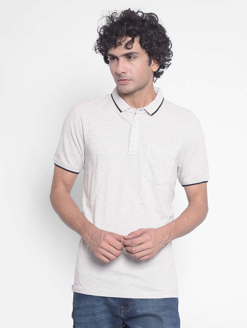 white solid polo neck t-shirt