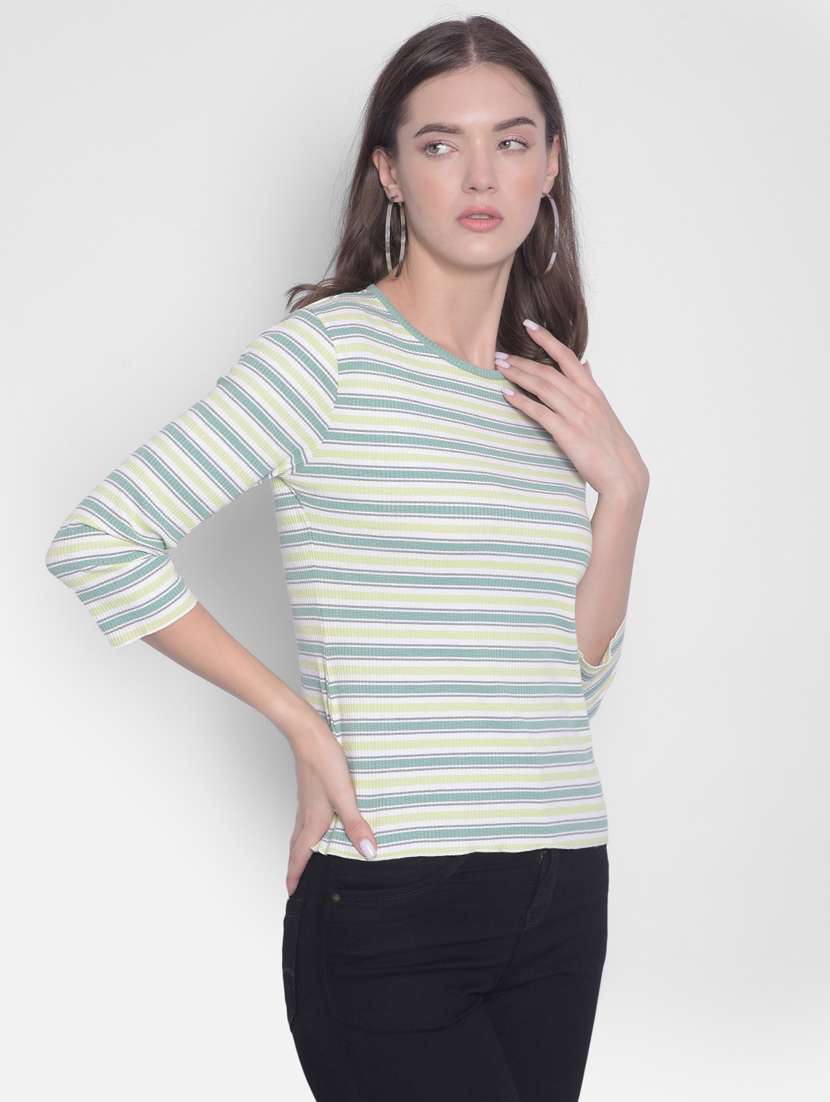 women's striped round neck t-shirt - 20311102 -  Standard Image - 2