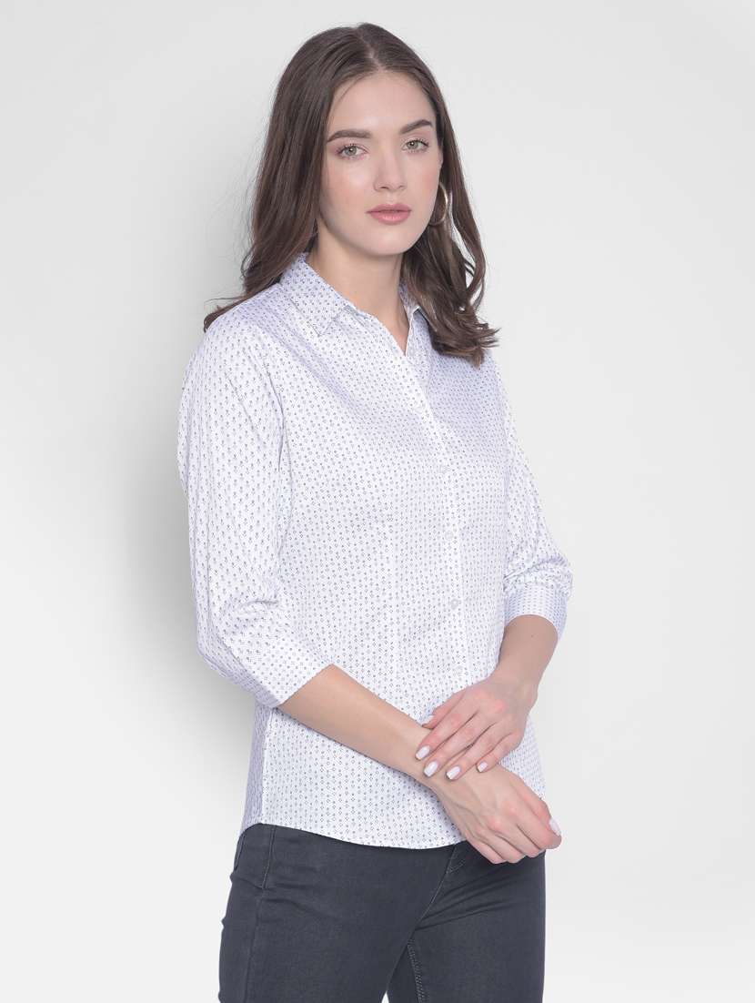 women white cotton blend regular shirt - 20311105 - Standard Image - 2