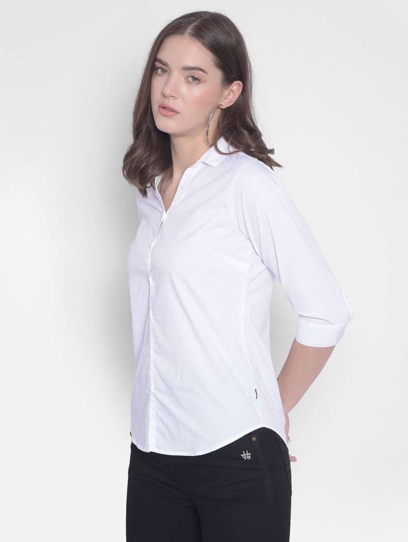 white solid regular fit shirt - 20311114 -  Standard Image - 2