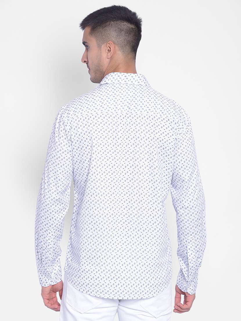 men white micro print cotton blend casual shirt - 20311153 -  Standard Image - 2