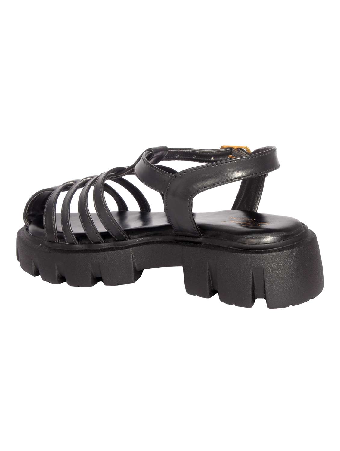 black solid gladiators sandal - 20311244 -  Standard Image - 2