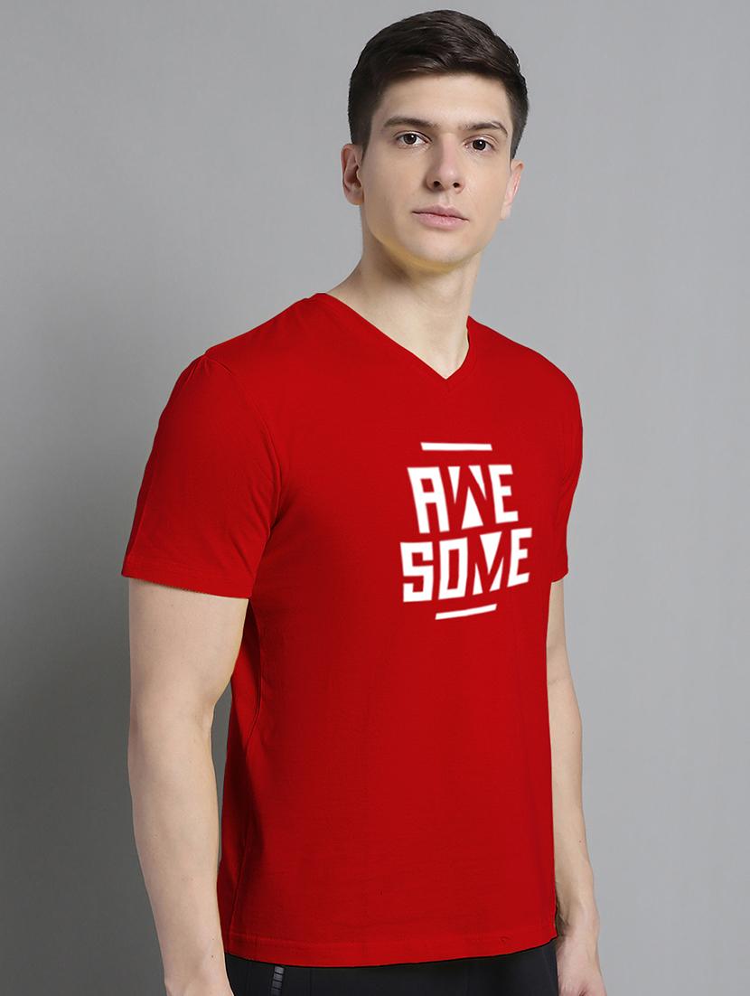men v-neck chest print typographic t-shirt - 20312156 - Standard Image - 2