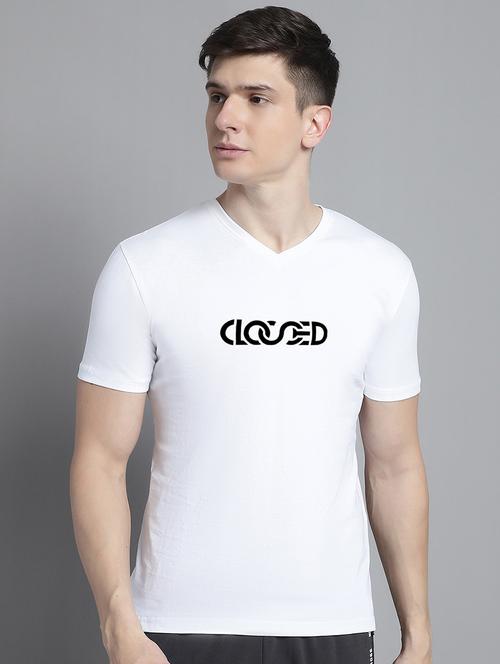 men white cotton chest print t-shirt - 20312164 - Standard Image - 0