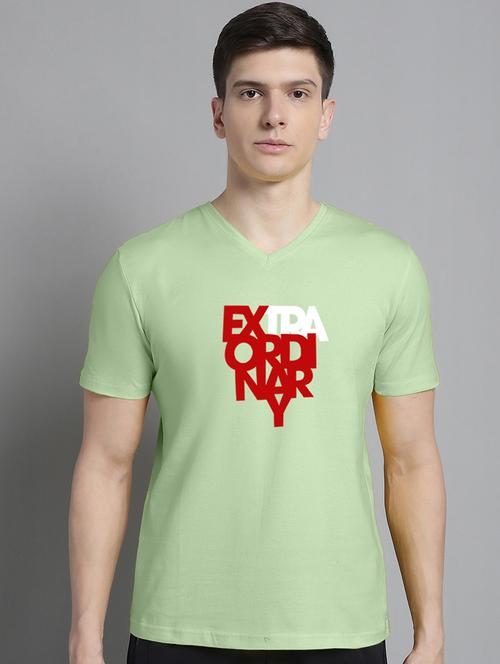 men green cotton chest print t-shirt - 20312182 - Standard Image - 0