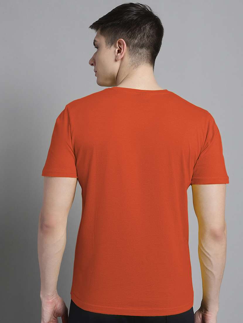 men orange cotton chest print t-shirt - 20312187 -  Standard Image - 2