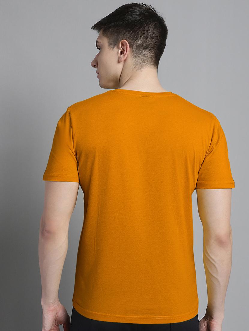 men typography print mustard cotton t-shirt - 20312189 - Standard Image - 2