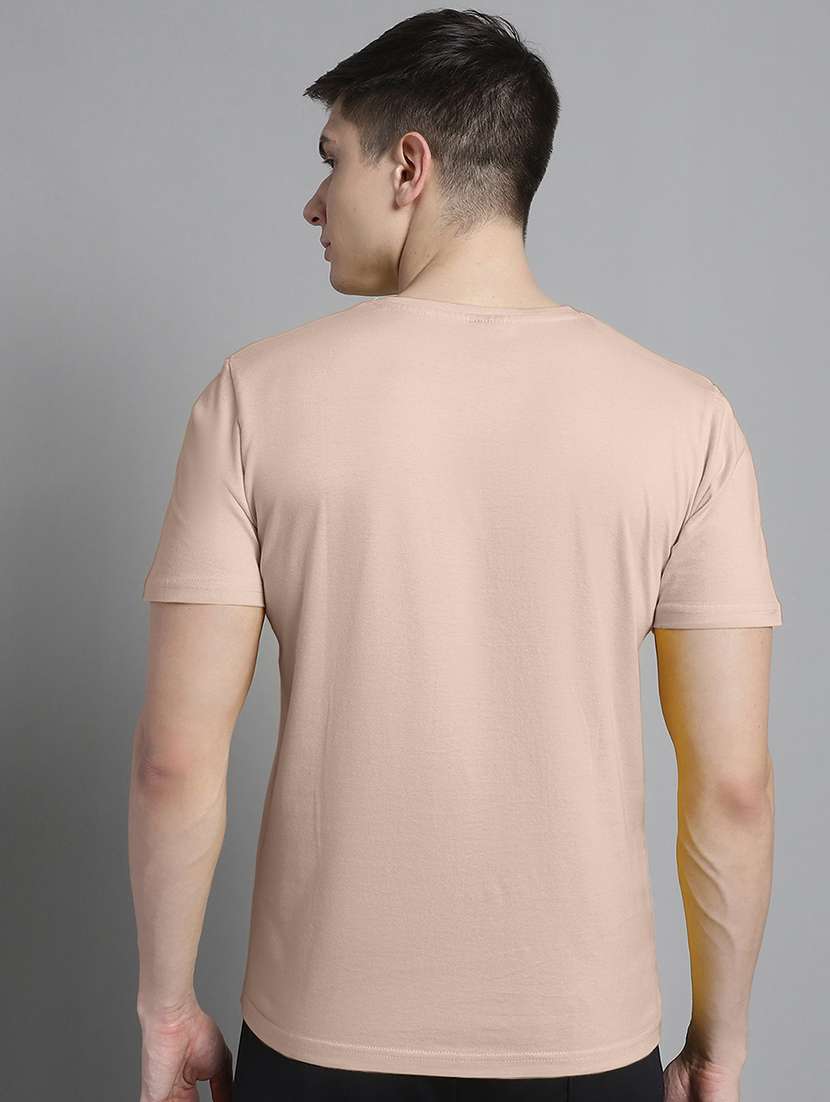 men beige cotton chest print t-shirt - 20312197 -  Standard Image - 2