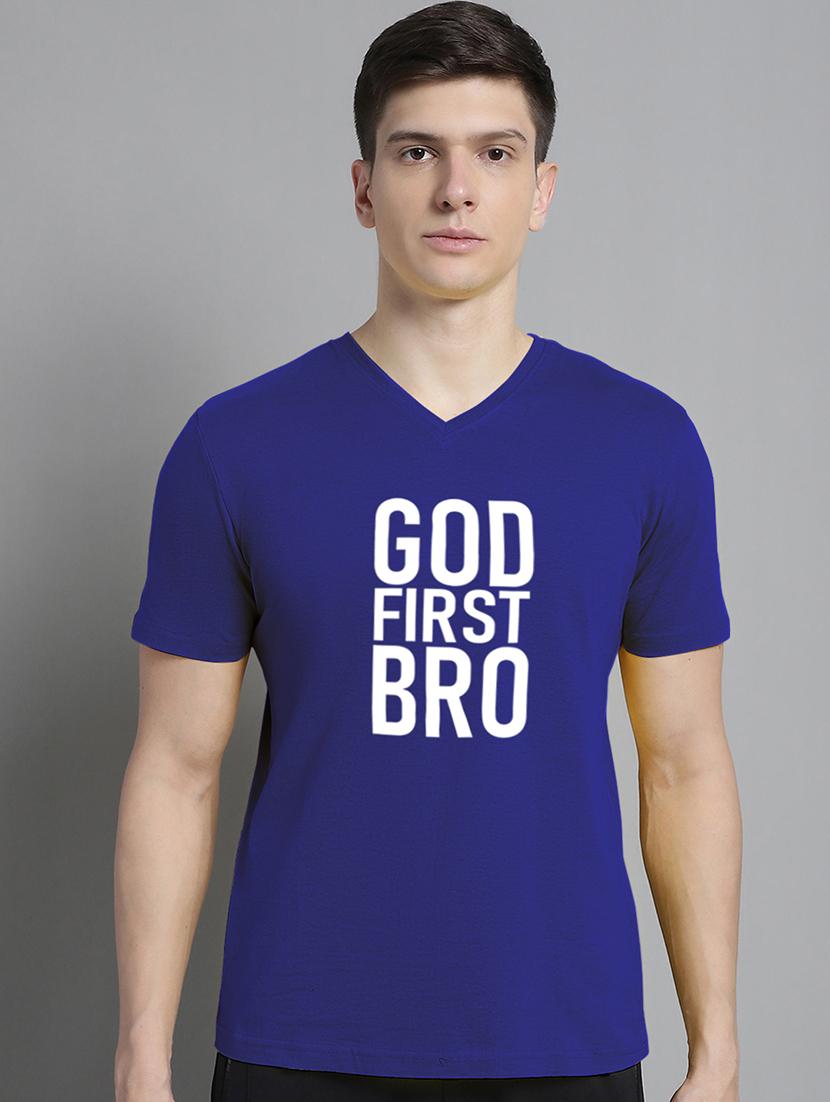 men v-neck graphic chest print t-shirt - 20312200 - Zoom Image - 0