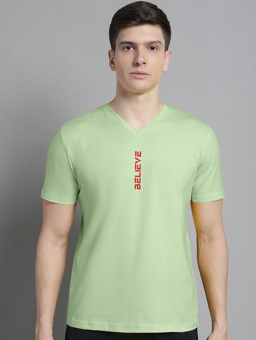 men green cotton chest print t-shirt - 20312211 -  Standard Image - 0