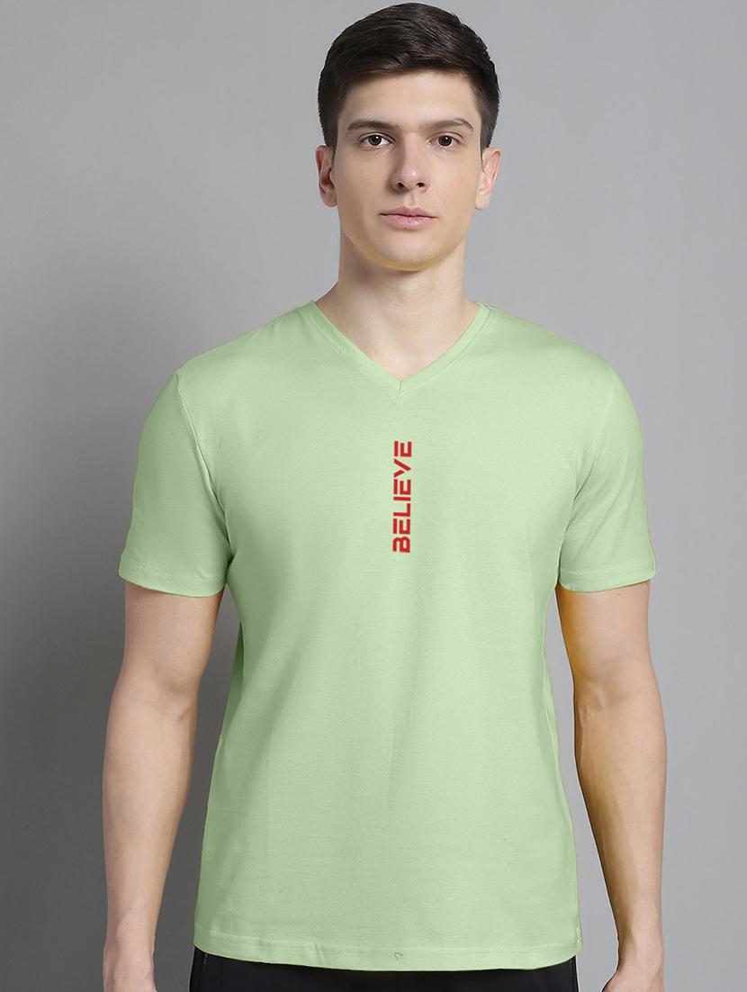 men green cotton chest print t-shirt - 20312211 -  Zoom Image - 0