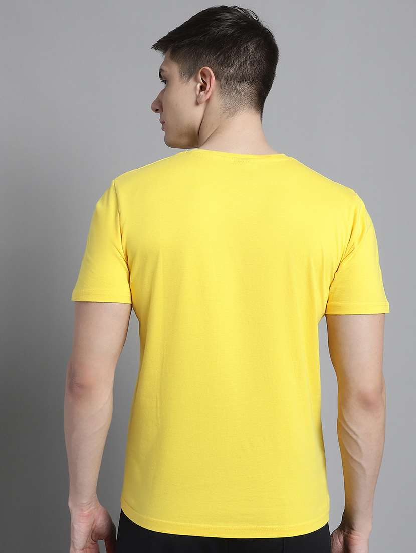 men yellow cotton chest print t-shirt - 20312213 -  Standard Image - 2