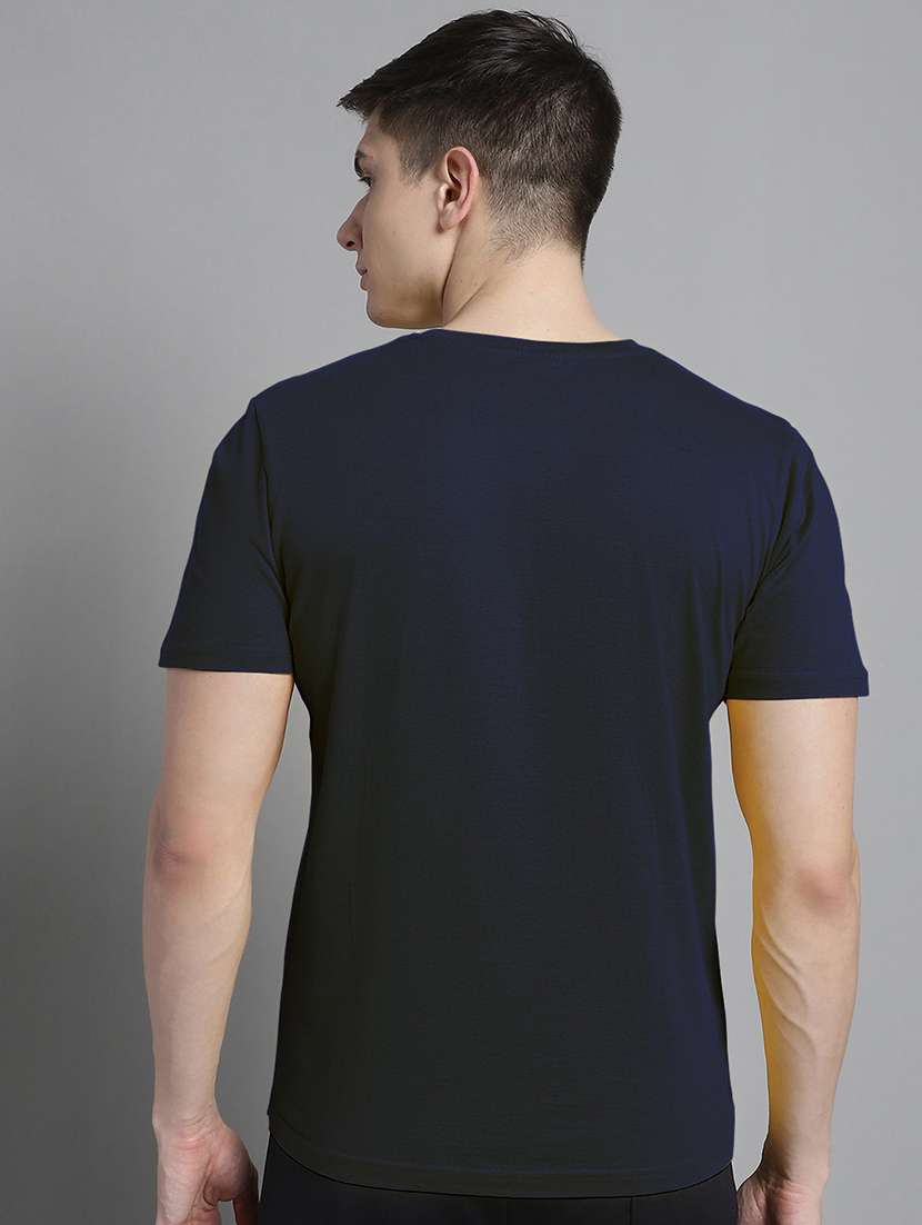 men navy blue cotton chest print t-shirt - 20312223 -  Standard Image - 2