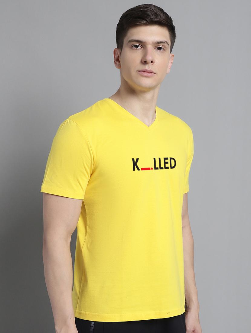 men v-neck graphic chest print t-shirt - 20312235 - Standard Image - 2