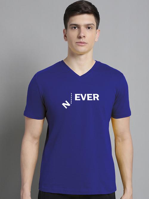 men blue cotton chest print t-shirt - 20312249 - Standard Image - 0