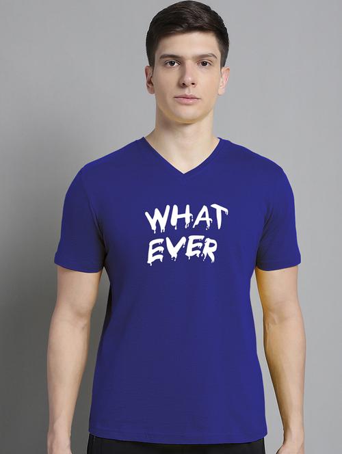men blue cotton chest print t-shirt - 20312257 -  Standard Image - 0