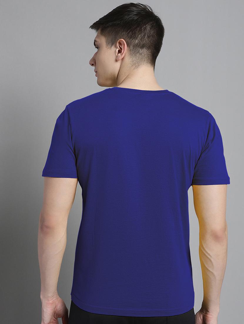 men blue cotton chest print t-shirt - 20312257 - Standard Image - 2