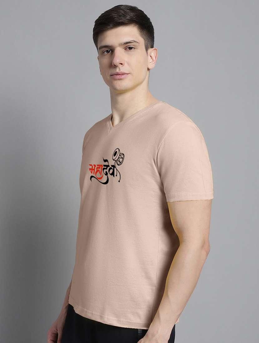 men v-neck graphic chest print t-shirt - 20312268 -  Standard Image - 2