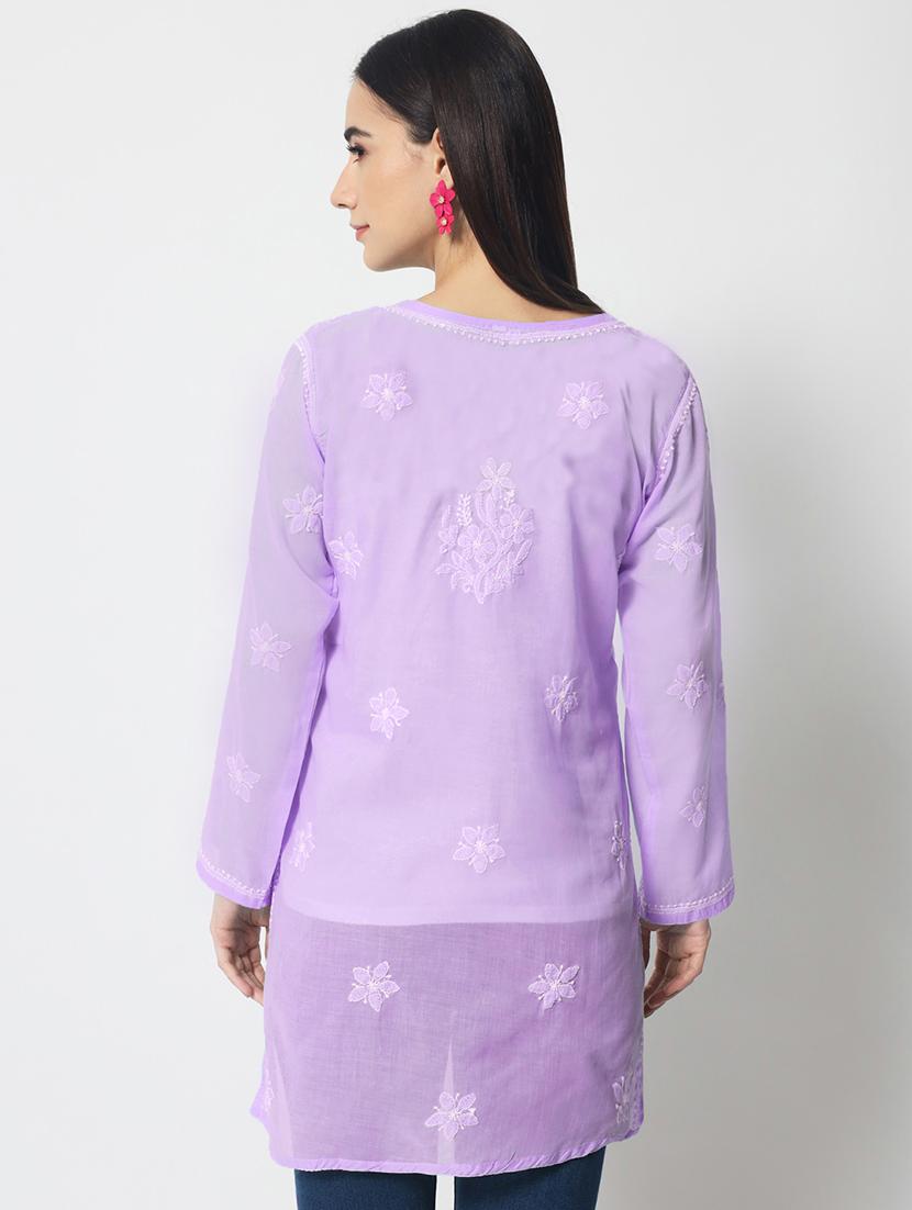 lavender colored straight kurta - 20315110 - Standard Image - 2