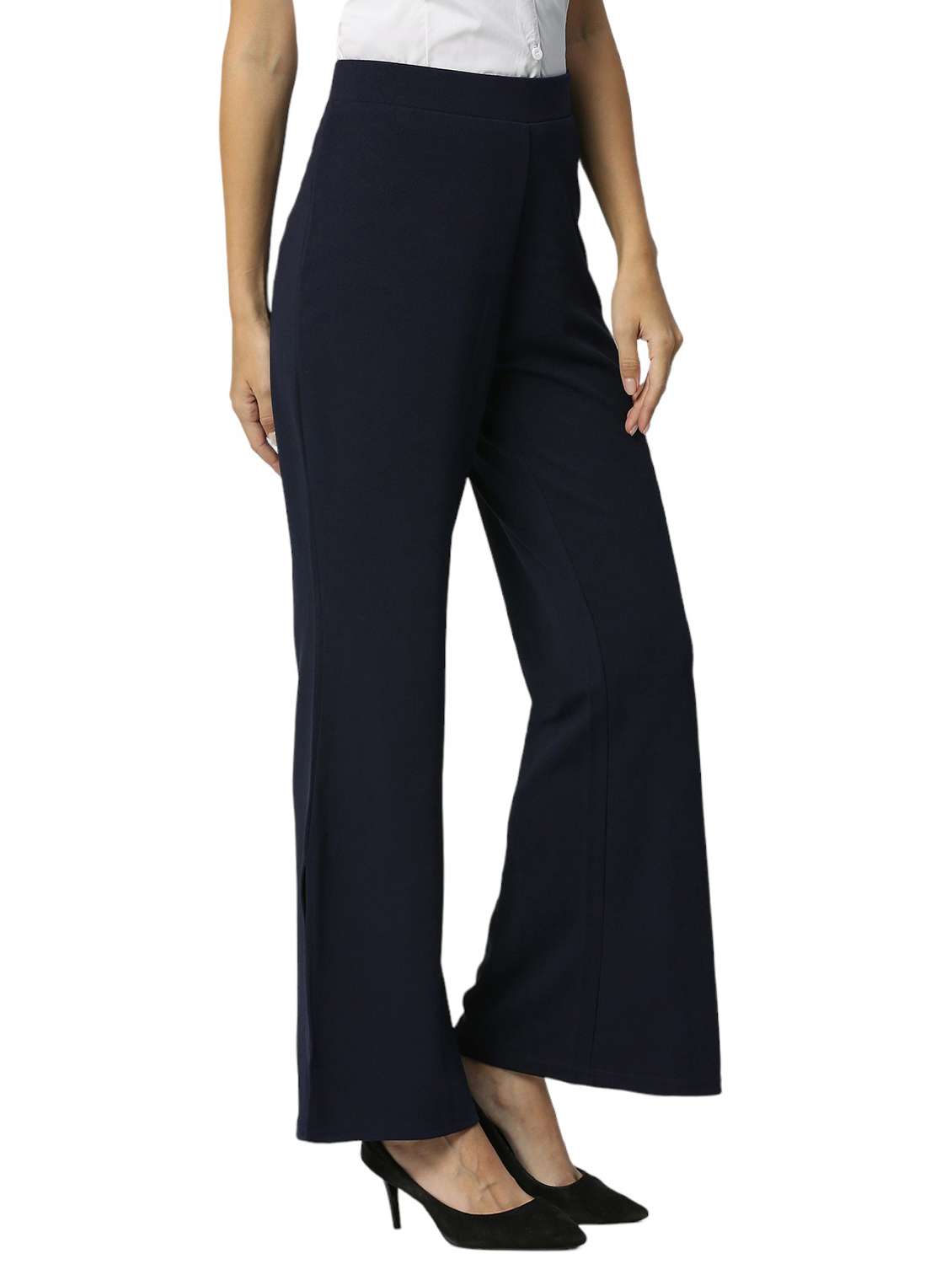 navy blue polyester flat front trouser  - 20315448 -  Standard Image - 2