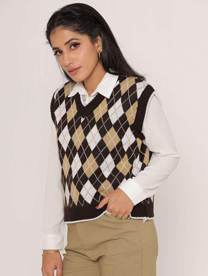 women's sleeveless multi-colored pullover