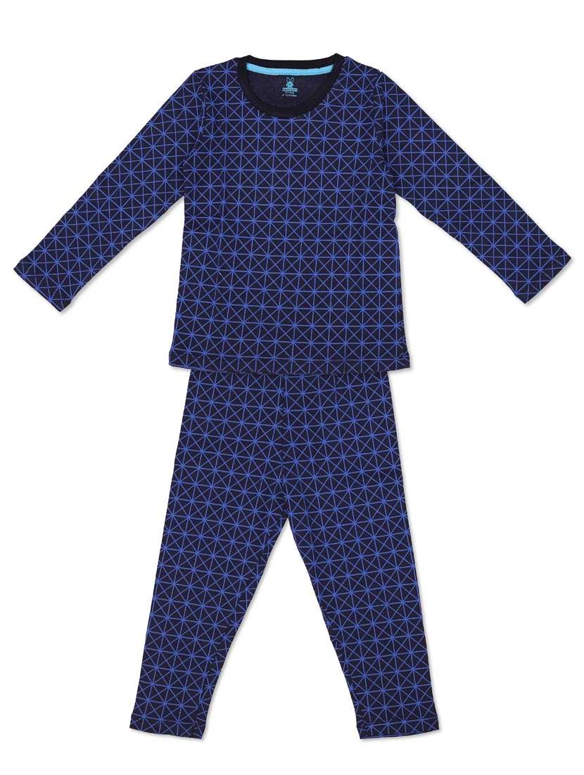 boys plue geometric print nightwear pyjama set