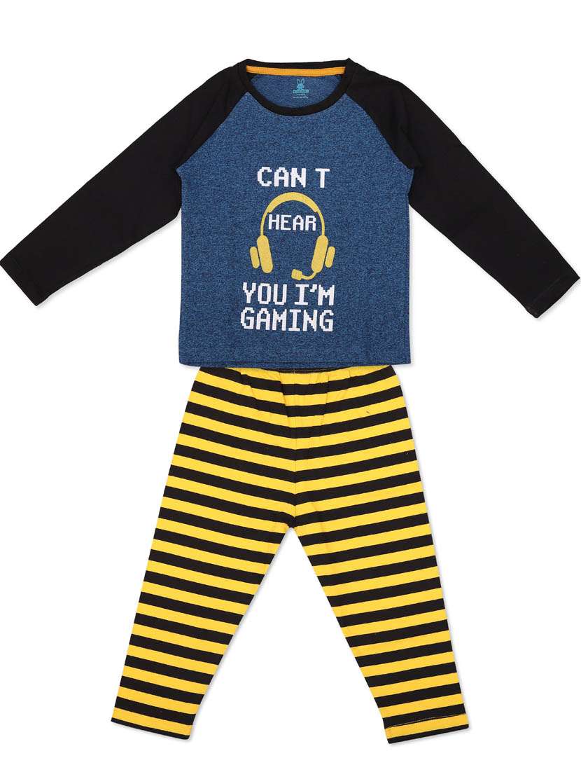 boys round neck printed nightwear pyjama set 