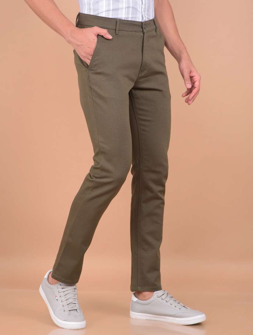 men charcoal cotton blend slim fit casual trouser - 20316183 -  Standard Image - 2