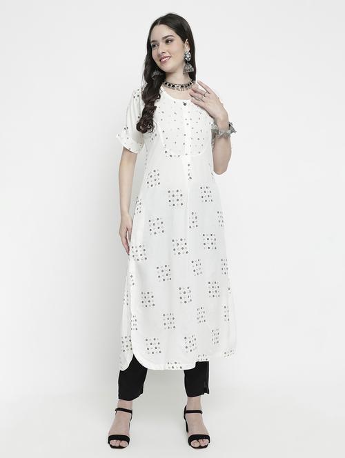 white colored a-line kurta - 20316194 -  Standard Image - 0