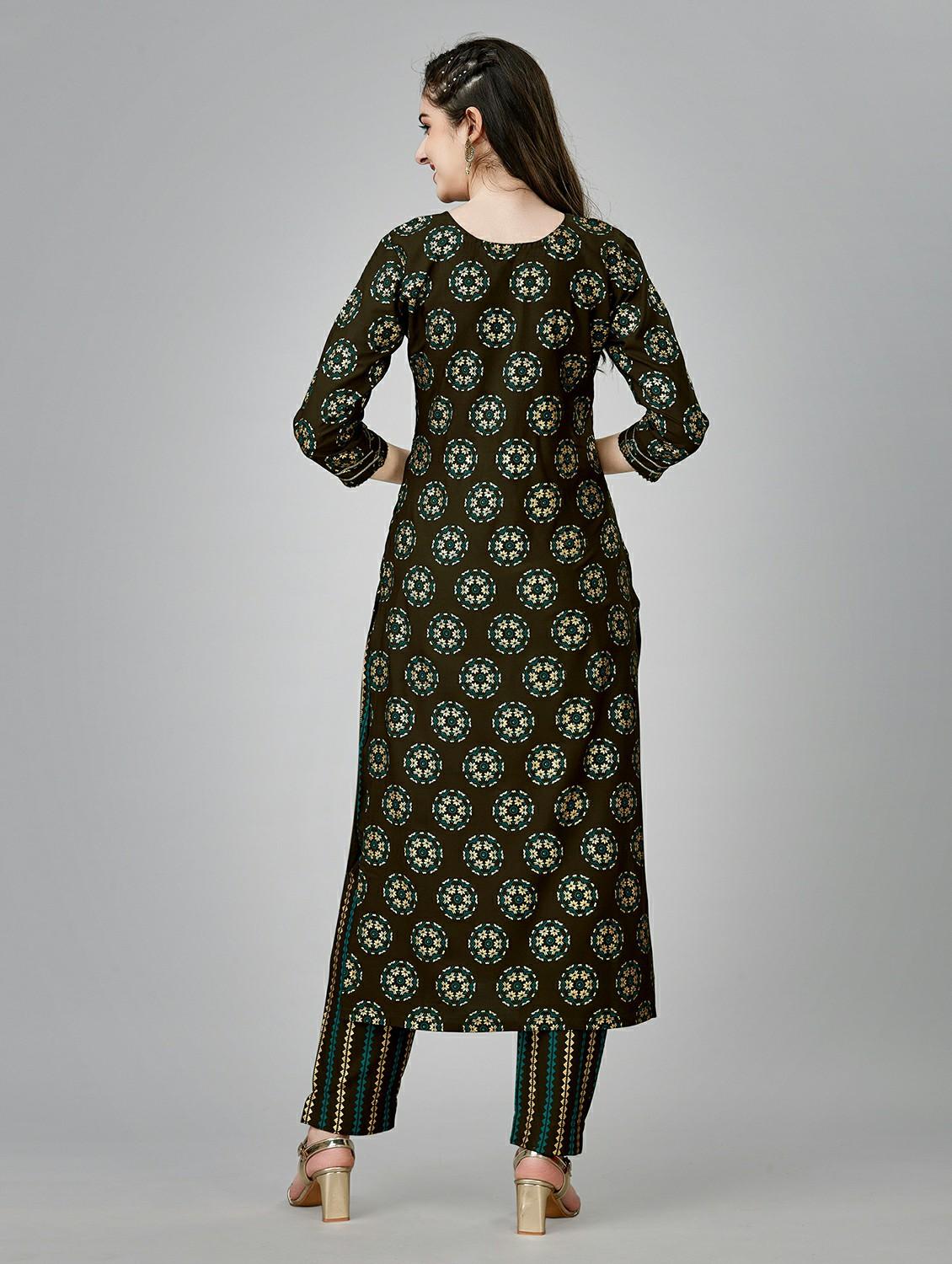 olive colored kurta pant set - 20317902 - Standard Image - 2