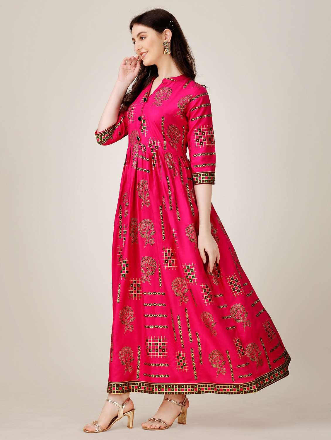 pink colored a-line kurta - 20317928 - Standard Image - 2