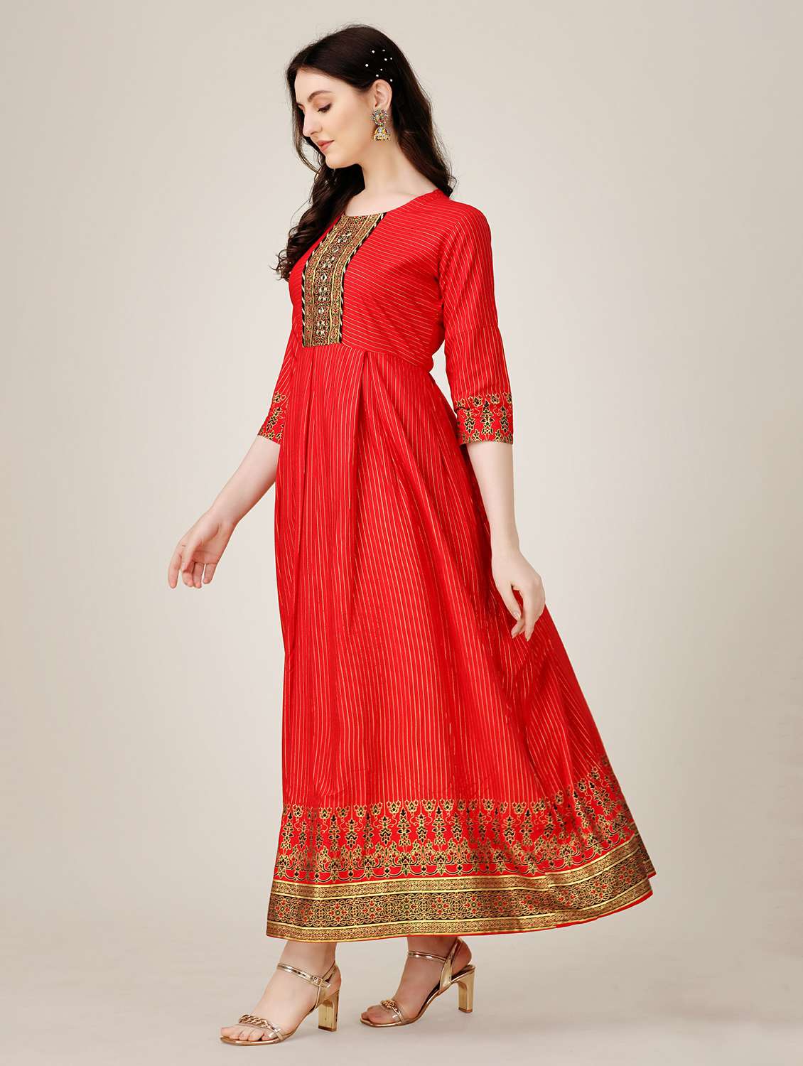 red colored a-line kurta - 20317930 - Standard Image - 2