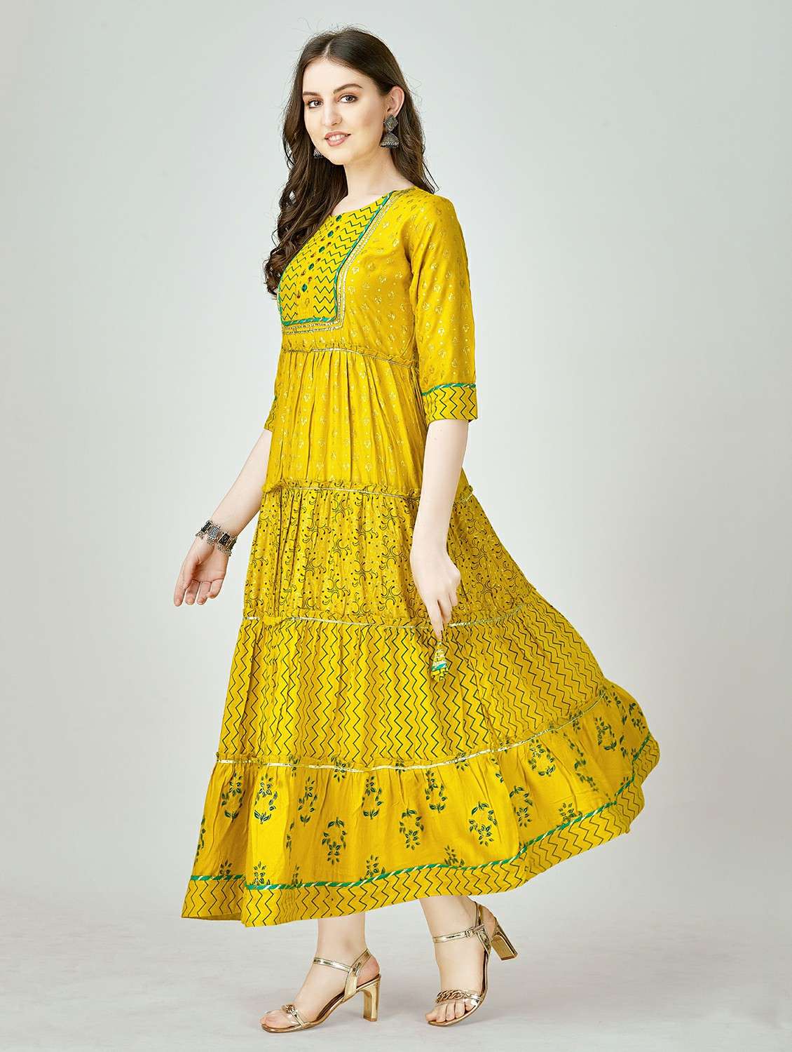 yellow colored anarkali kurta - 20317942 -  Standard Image - 2