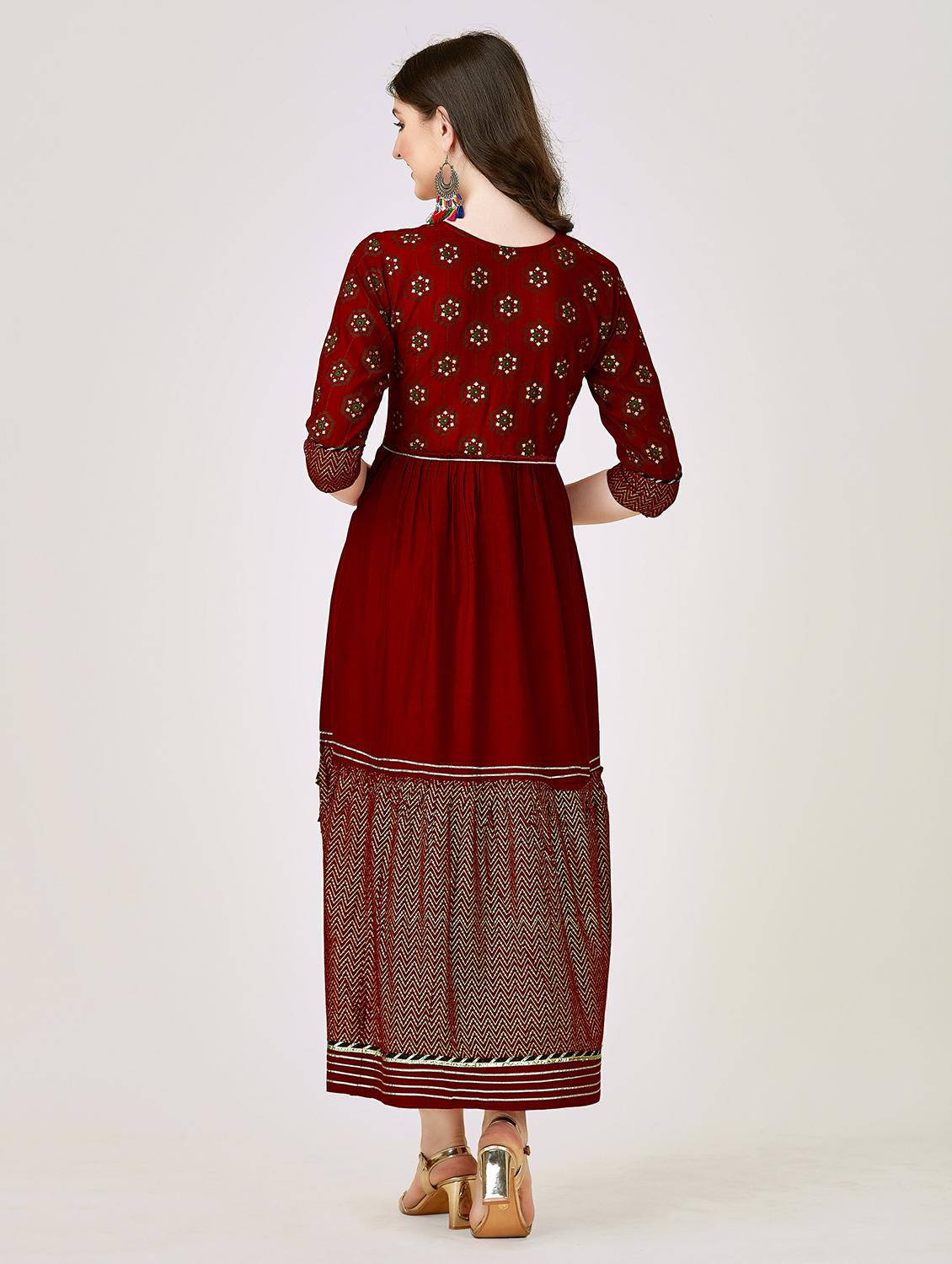 maroon colored anarkali kurta - 20317945 - Standard Image - 2