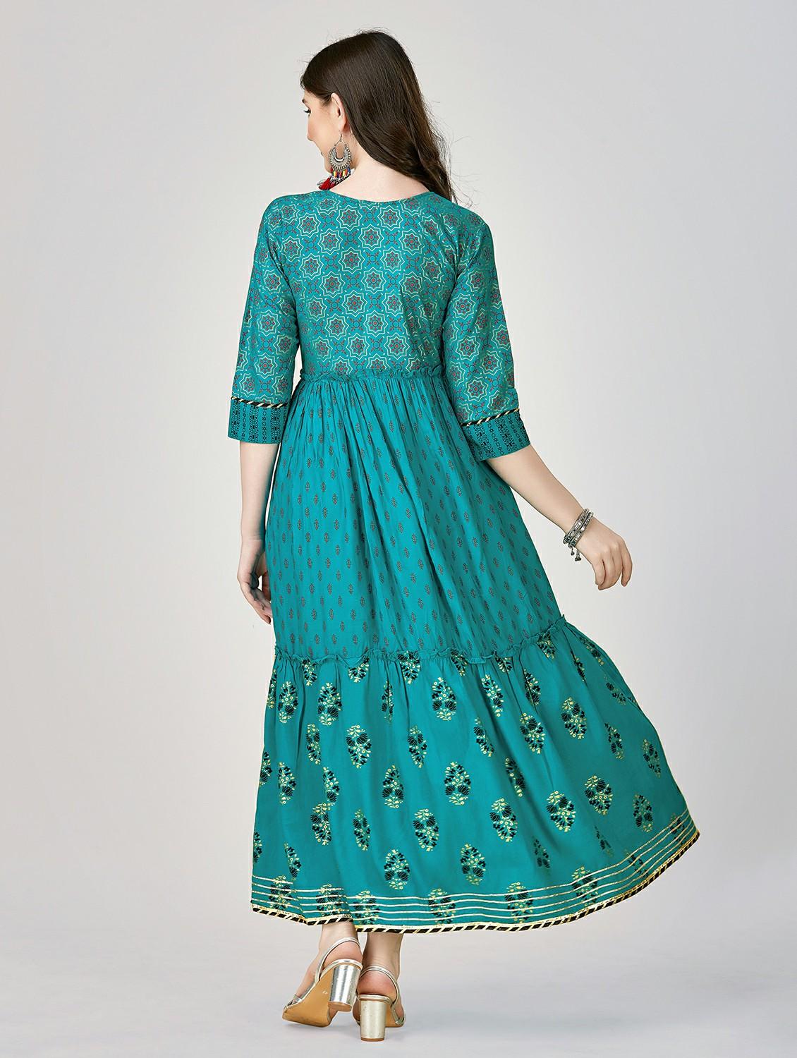 blue colored anarkali kurta - 20317948 - Standard Image - 2
