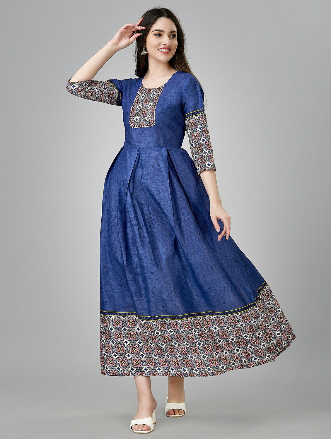blue colored a-line kurta - 20317952 -  Zoom Image - 0